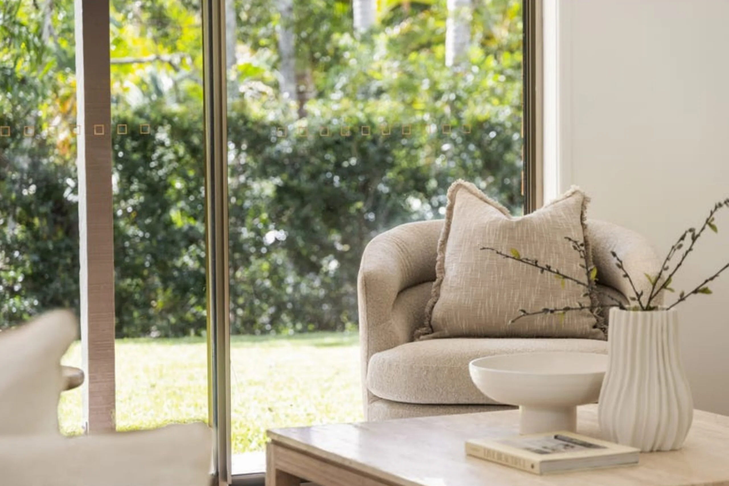 Sam Frost Noosa Property living room detail window greenery