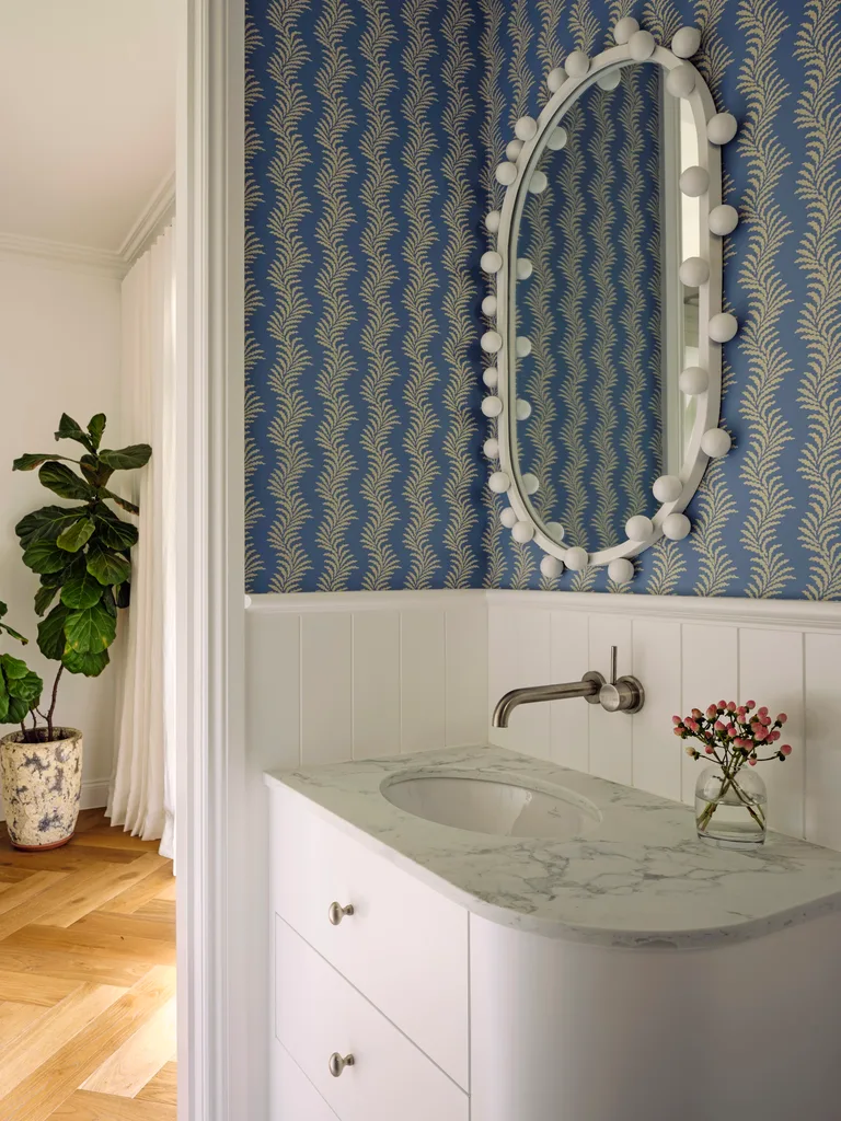 Beautiful Builds Ocean Street Woollarah Interior design by Stephanie Chu Interiors powder room