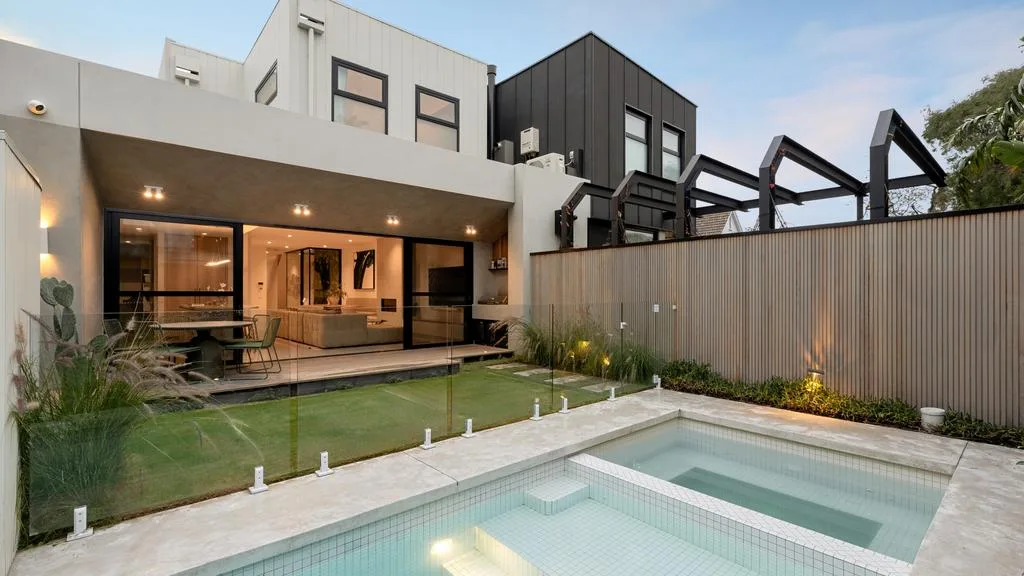 James Pattinson and wife Kayla's Black Rock home alfresco area pool