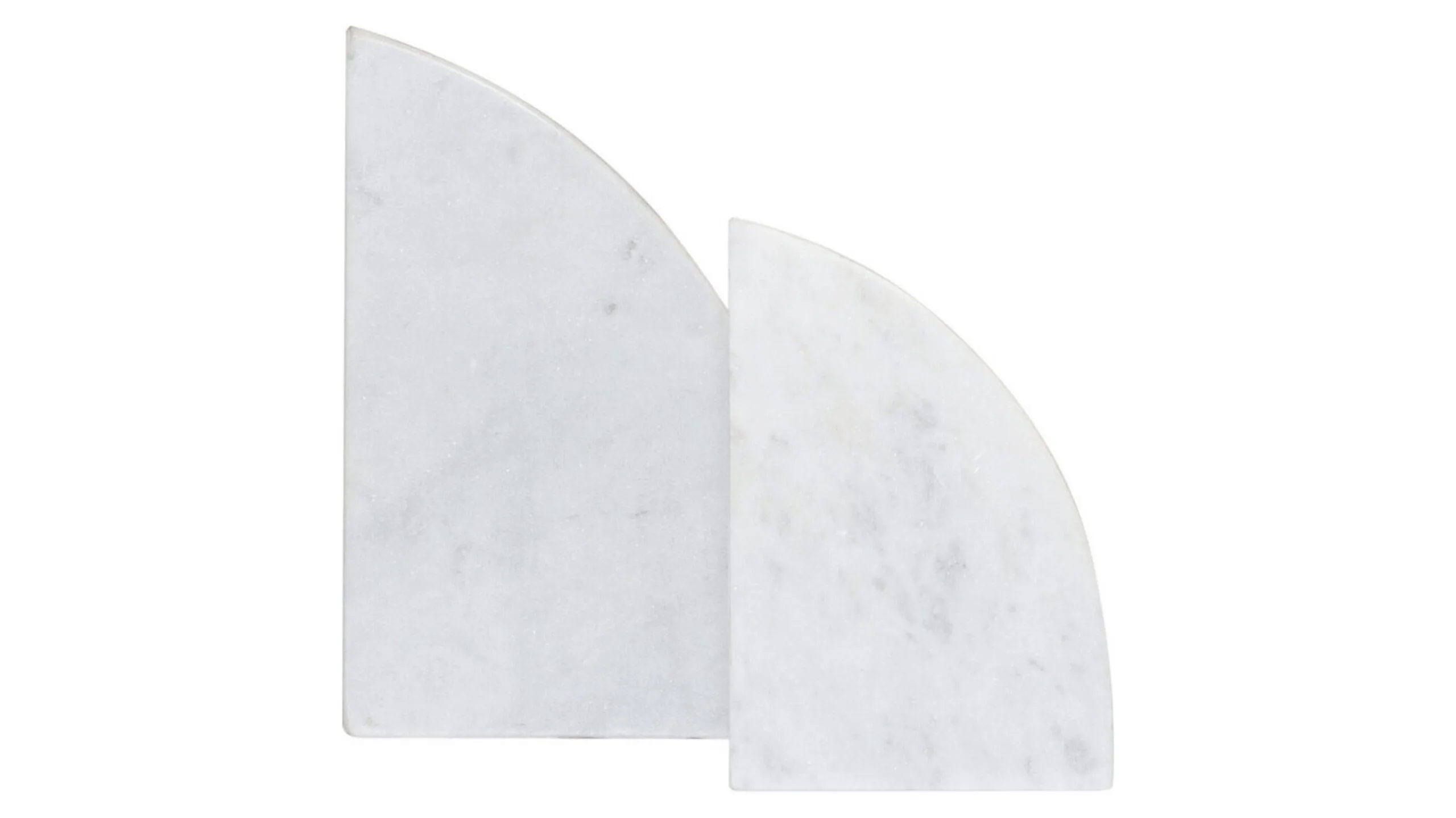Two white bookends shaped like sails.