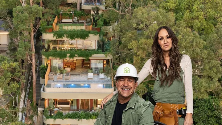 Jamie Durie with wife next to home in Avalon