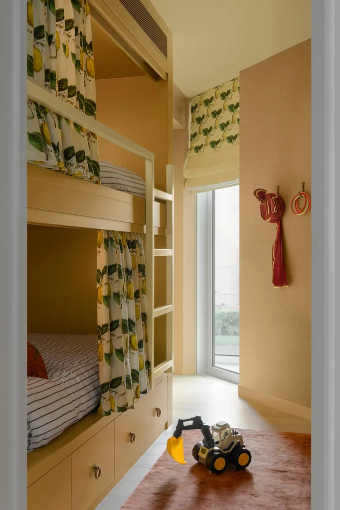 Carlene Duffy Gold Coast apartment Surf Shack bunk room yellow bunk beds