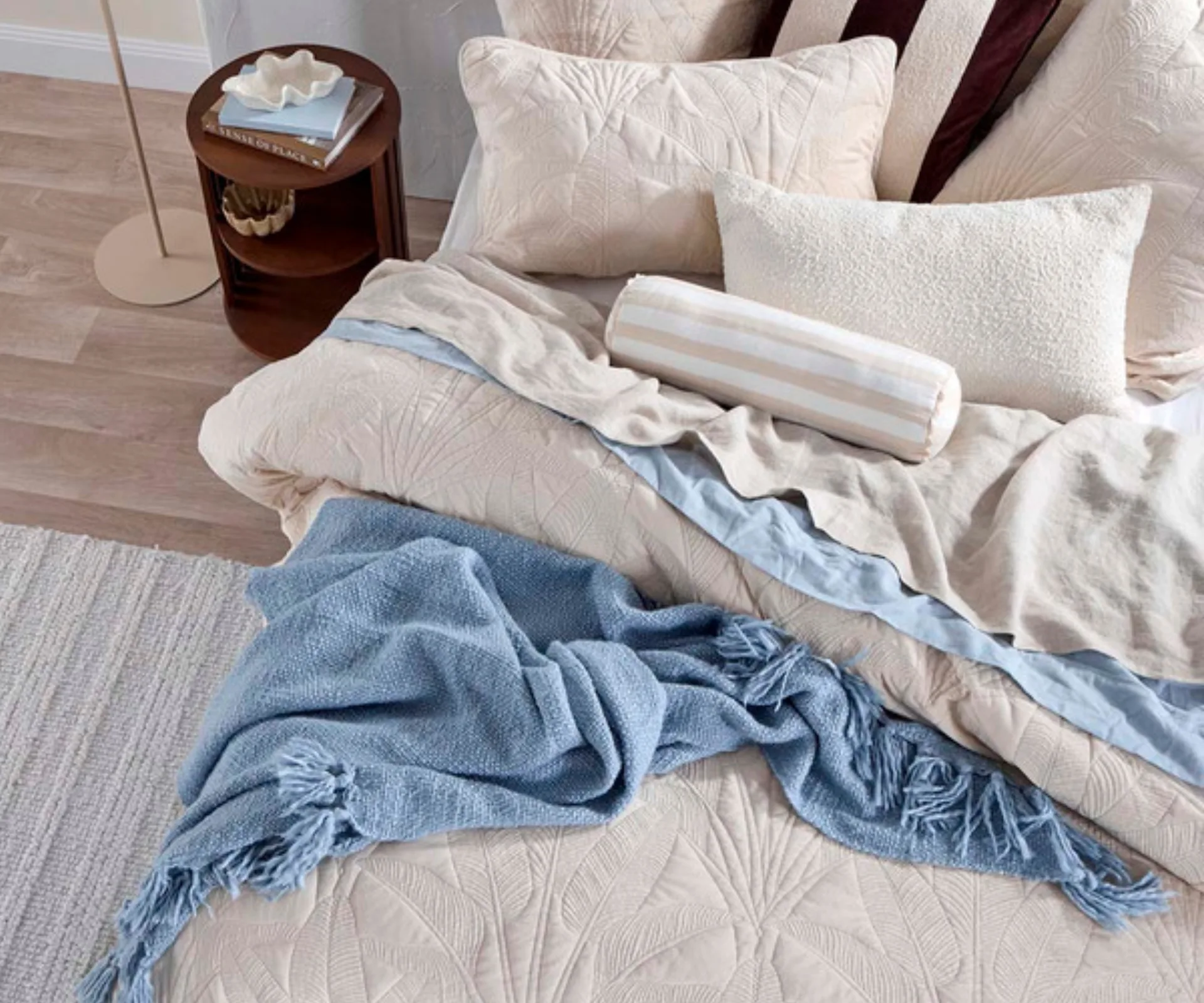 Pillow Talk MUSE Velvet Palms Natural Quilt Cover Set + Pillow Talk EOFY Sale 2026 + EOFY Bedding Sale