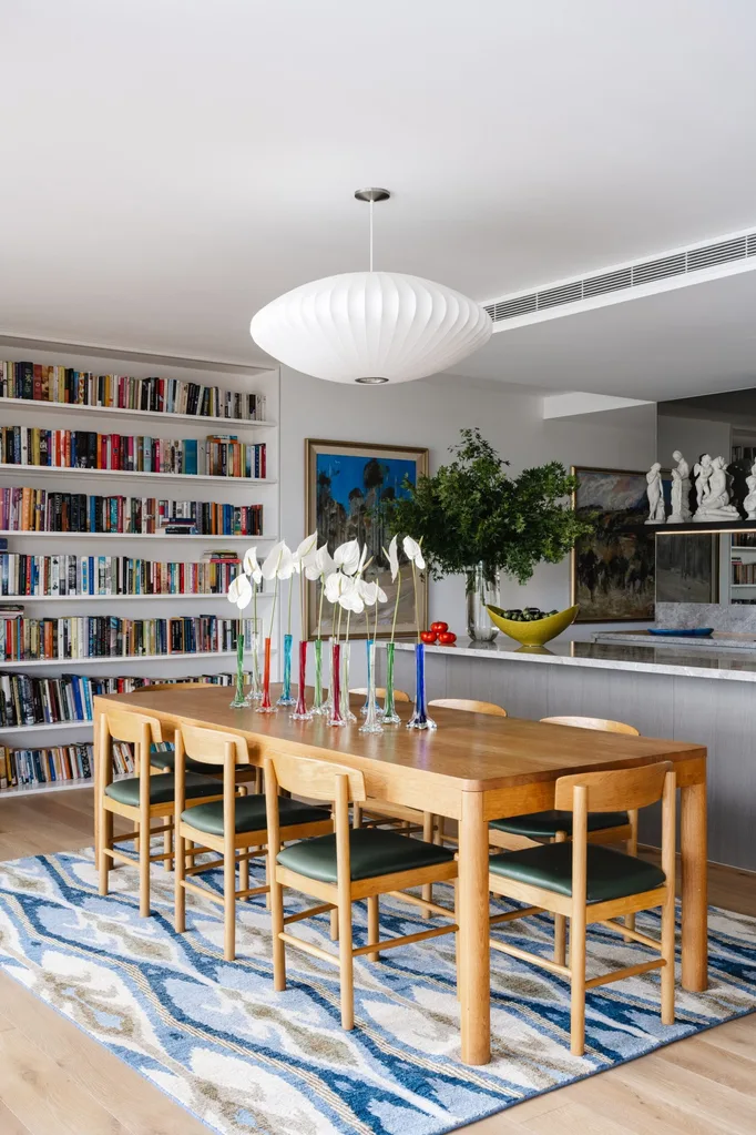 Brisbane penthouse by Oliver Mark Interiors by Hannah Puechmarin kitchen and dining room rug