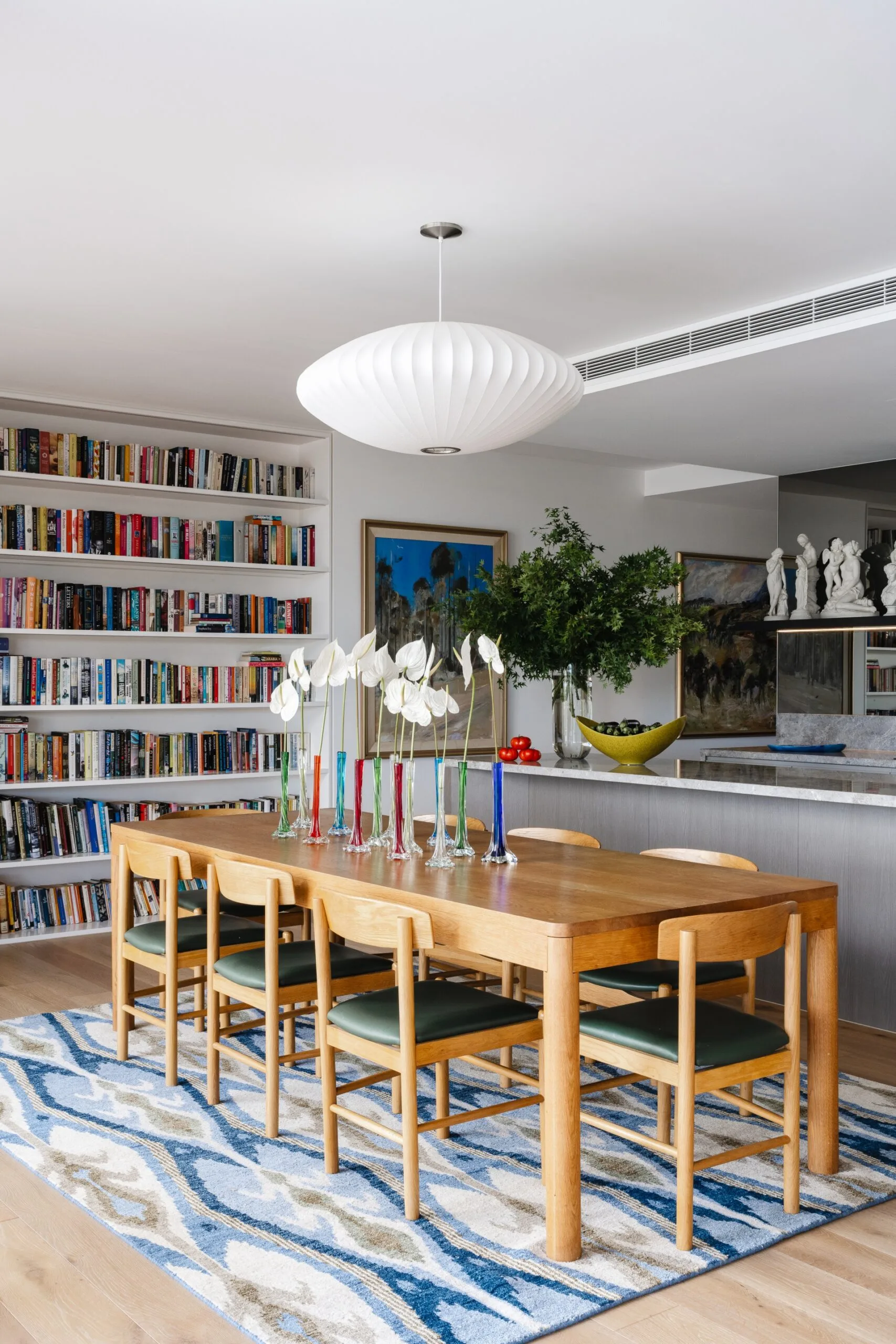 Brisbane penthouse by Oliver Mark Interiors by Hannah Puechmarin kitchen and dining room rug