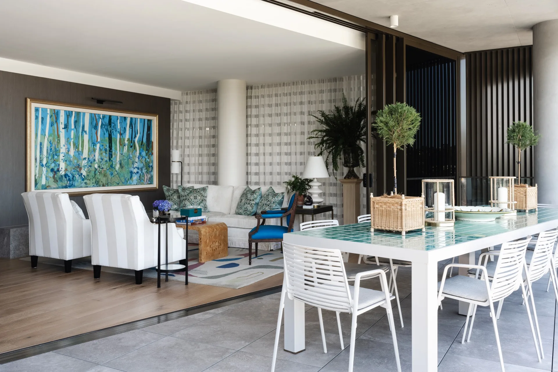 Brisbane penthouse by Oliver Mark Interiors by Hannah Puechmarin alfresco indoor outdoor area