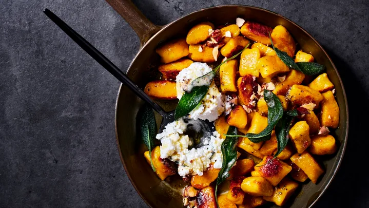 Pumpkin gnocchi  with sage and smoked almond burnt butter