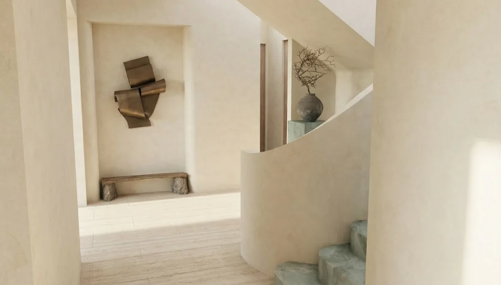 Entrance with curves and white