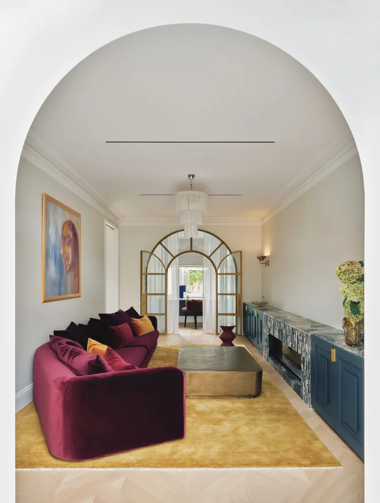 Modify Homes - 58 Cascade Street, Paddington living room red velvet lounge