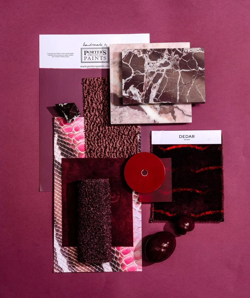 Burgundy, purple and pink mood board