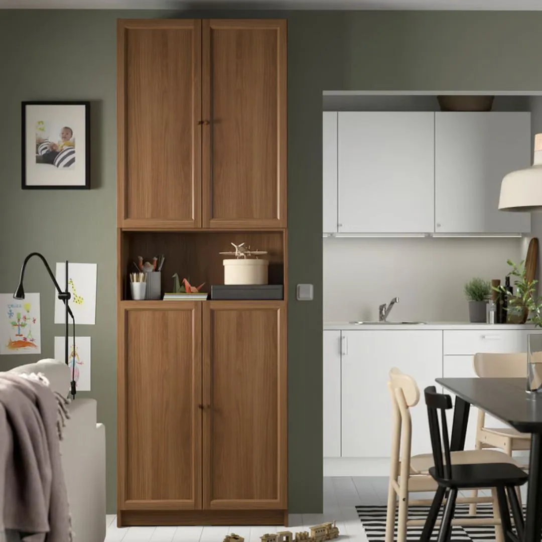 Ikea slimline bookcase with doors for entryway