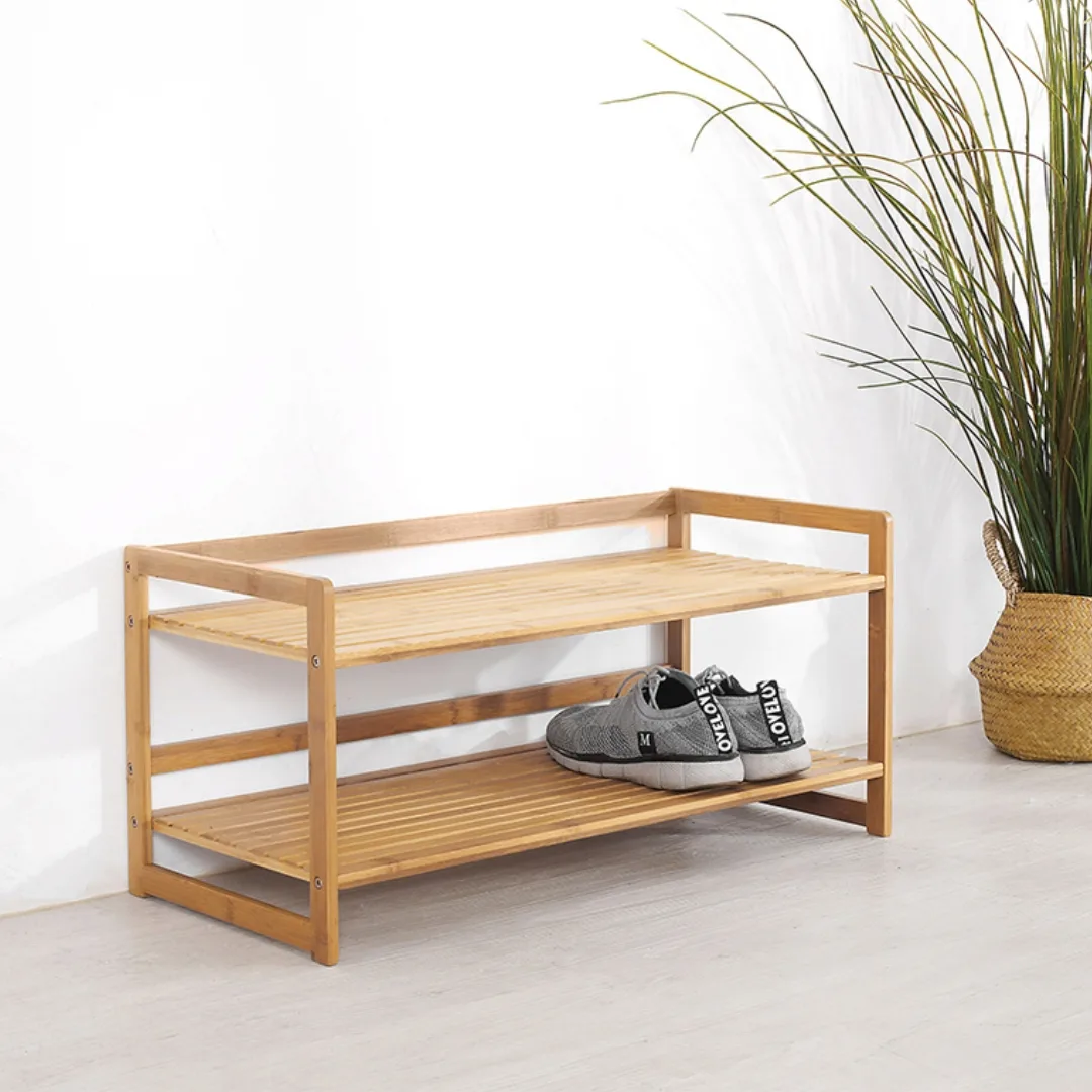 Light timber shoe storage rack 