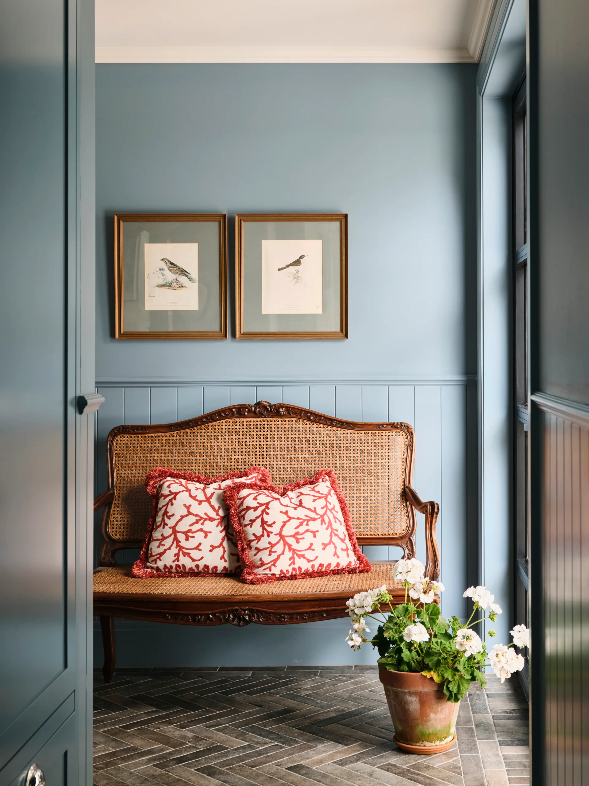 This Mornington Peninsula pastel blue mudroom by interior designer Amy Spargo