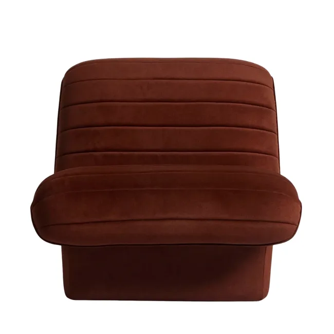Velvet burgundy armchair with no arms