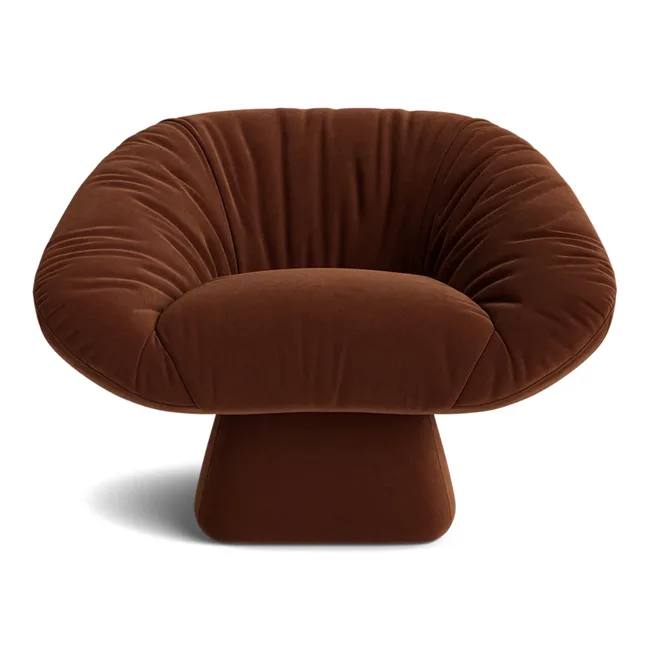 Red velvet sculptural arm chair
