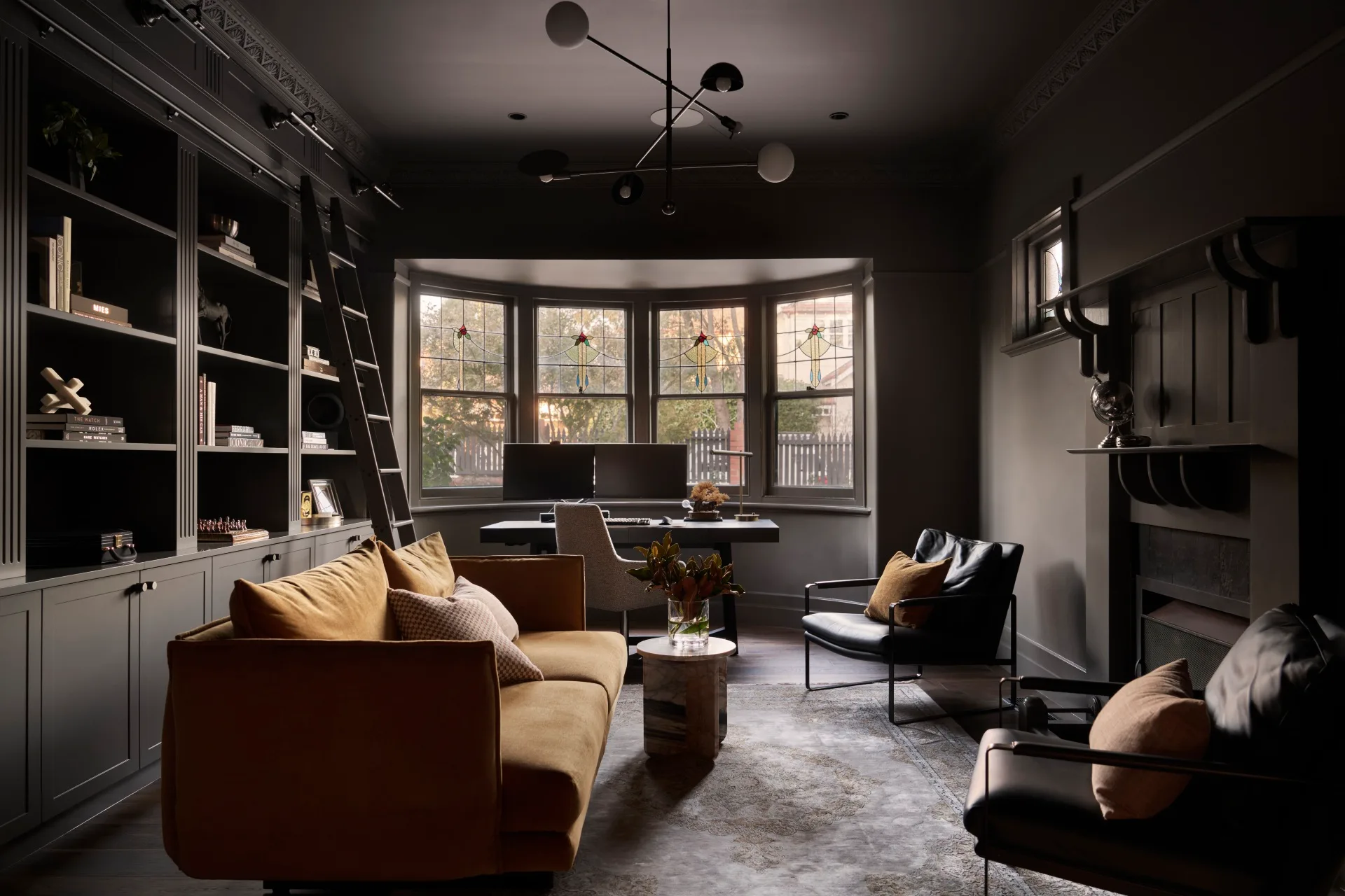 Melbourne heritage home Studio Jung living room dark moody
