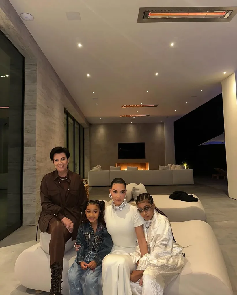Kim Kardashian with her mum Kris and daughters