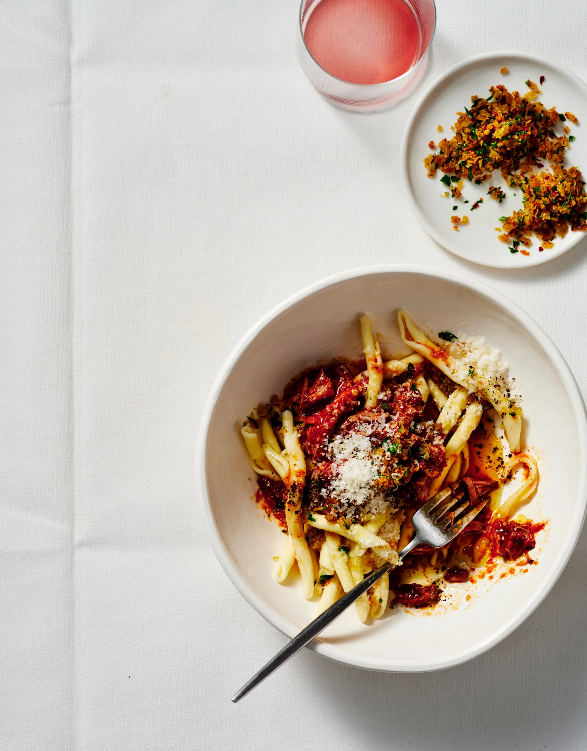 Slow-cooked lamb ragu with mint and anchovy pangratto