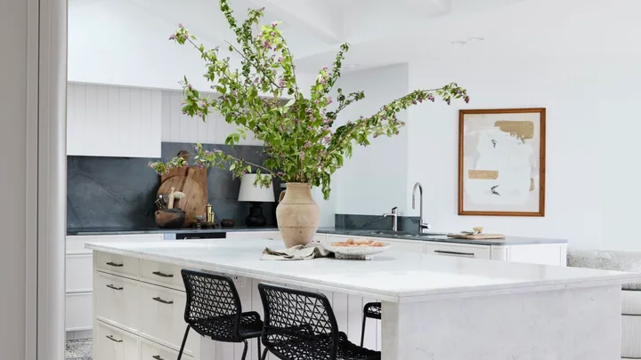 Perfect pitch:  A neutral palette reaches stylish new heights in this coastal kitchen