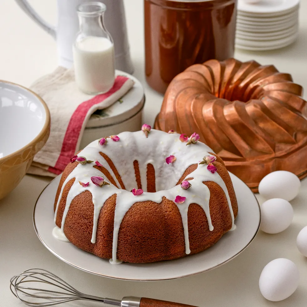 Cardamom polenta rose water bundt cake
