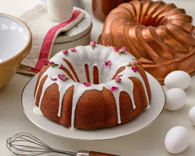 Cardamom polenta rose water bundt cake