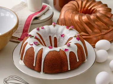 Cardamom polenta rose water bundt cake