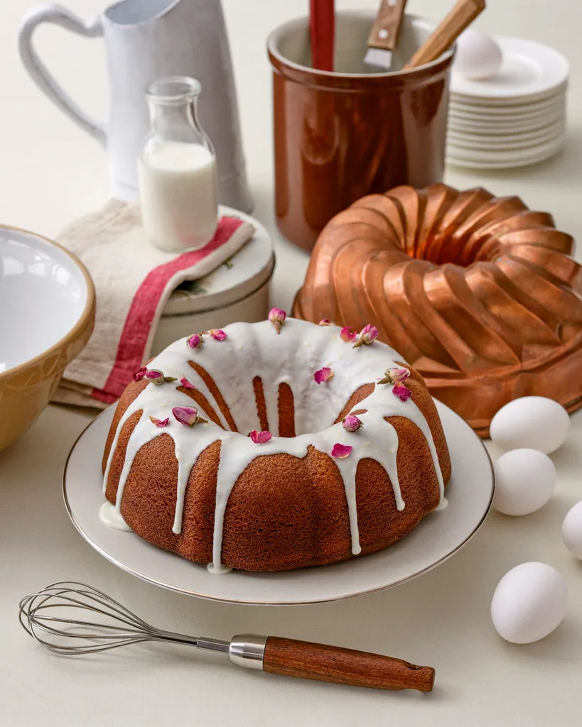 Cardamom polenta rose water bundt cake