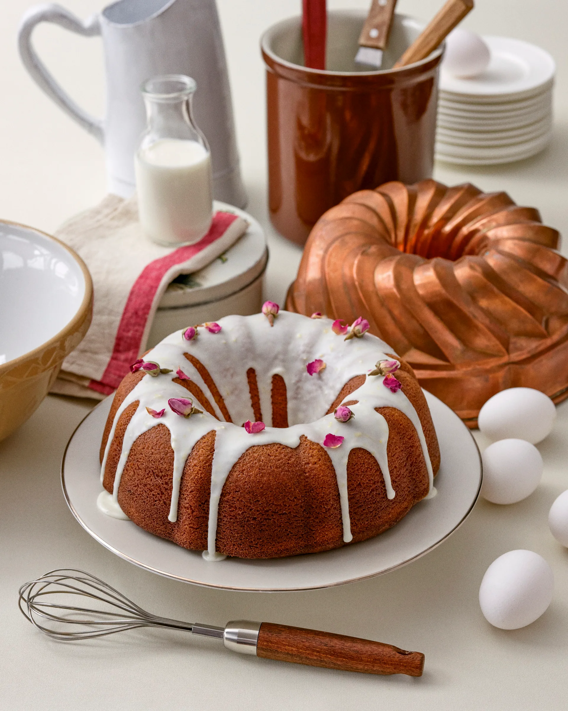Cardamom polenta rose water bundt cake