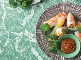 Prawn and mango rice paper rolls