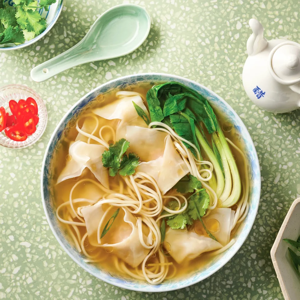 Prawn and pork wonton noodle soup