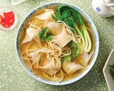 Prawn and pork wonton noodle soup