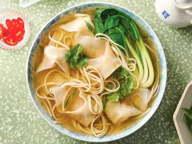 Prawn and pork wonton noodle soup