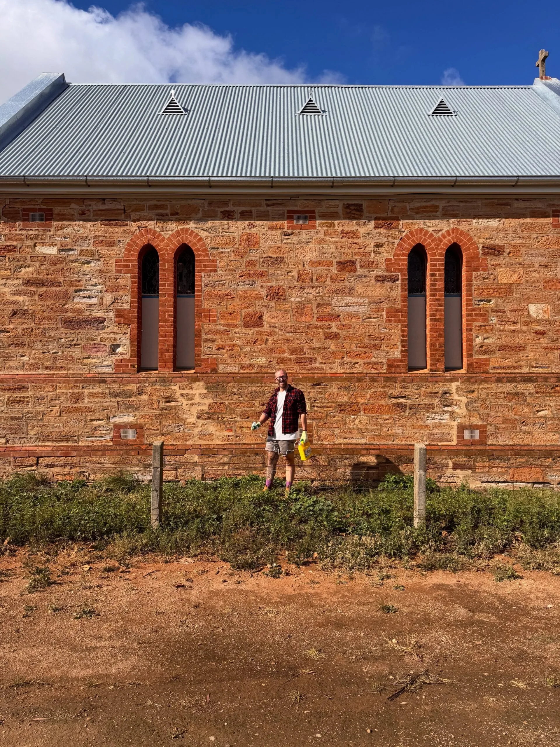 Mat Johnson weeding his 116 year old church garden