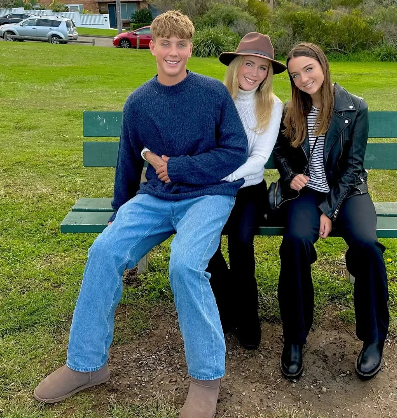 TV Host and presenter Sophie Falkiner with her children Jack and Isabella