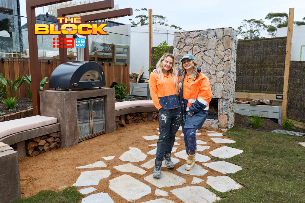 Courtney and Sev in their backyard
