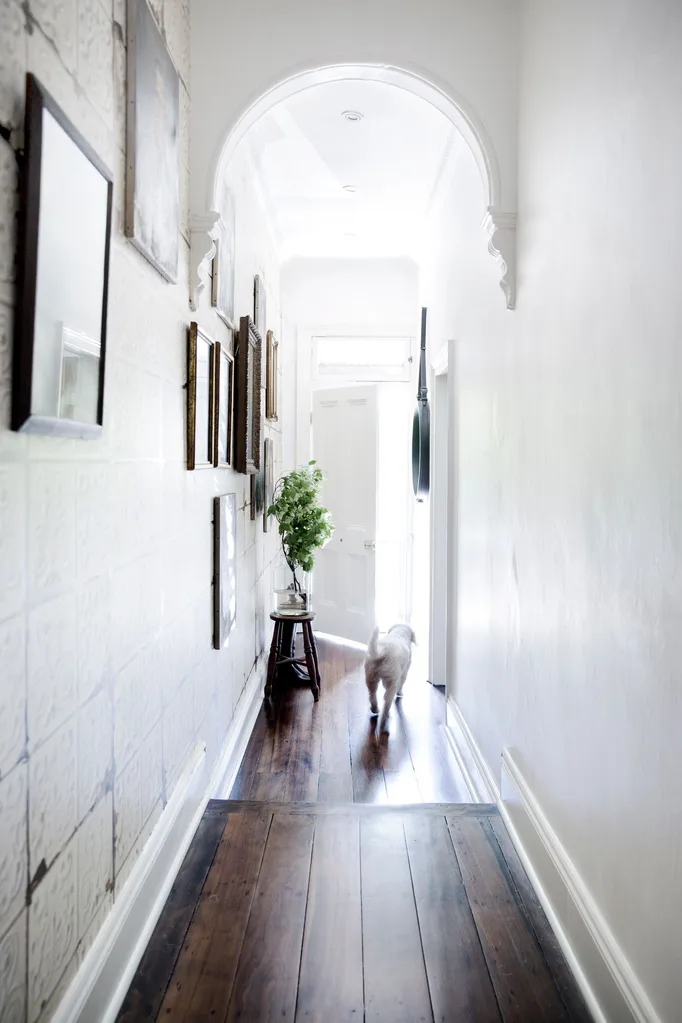 Hallway arches dressed in white