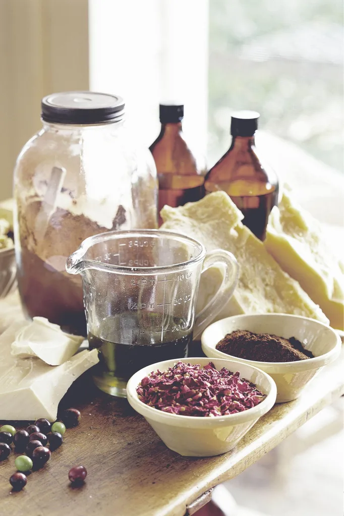 Raw natural ingredients go into handmade soap