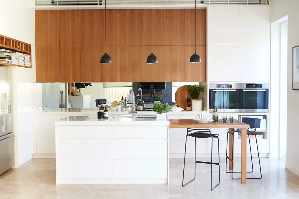 Kitchen with blackbutt cabinetry