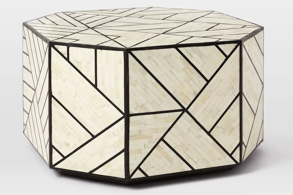 Bone inlay resin coffee table