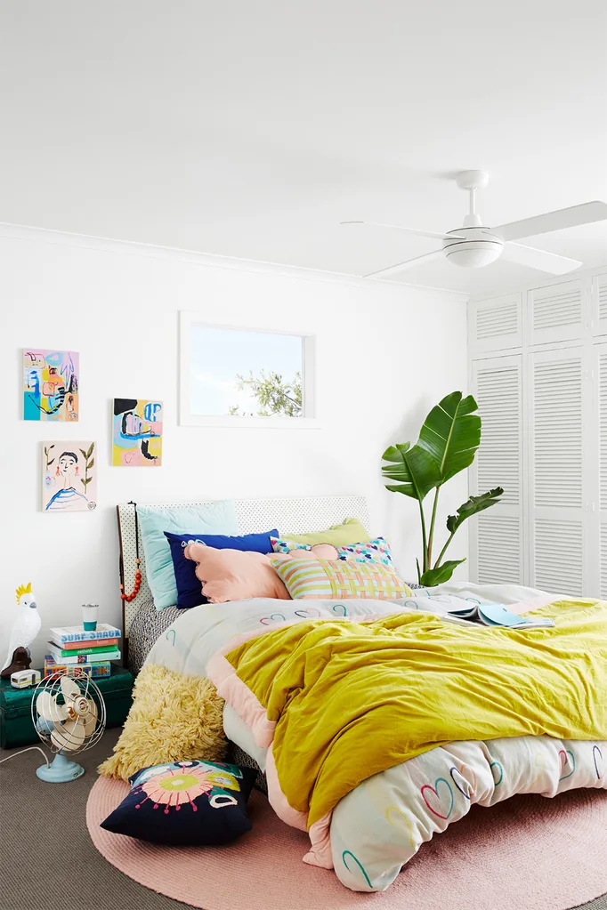 Bedroom with bright pops of colour