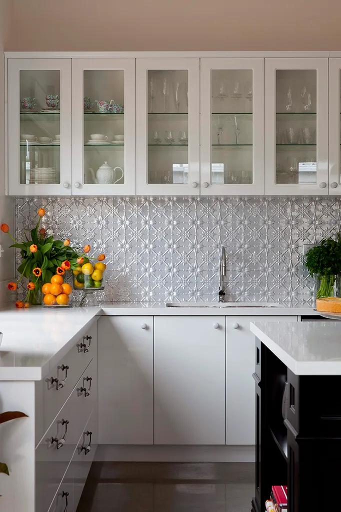 Glass kitchen cabinetry