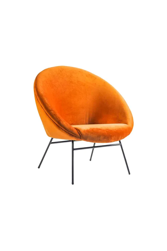 Horgans 'Amelia' velvet armchair in Burnt Orange, Zanui.