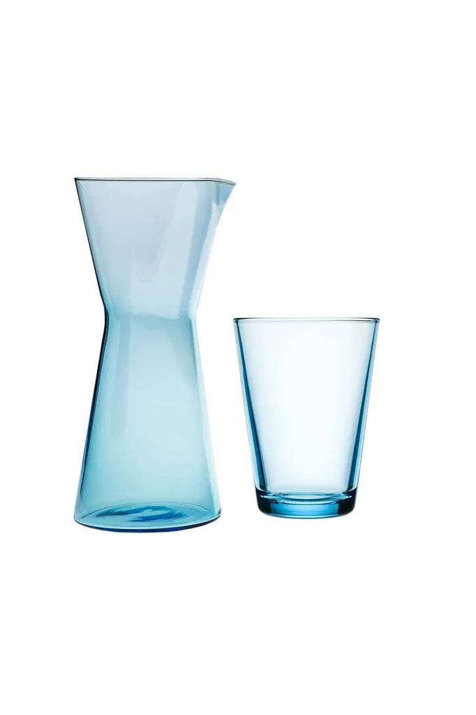 Iitala 'Kartio' pitcher in Light Blue and tumbler, Top 3 By Design.