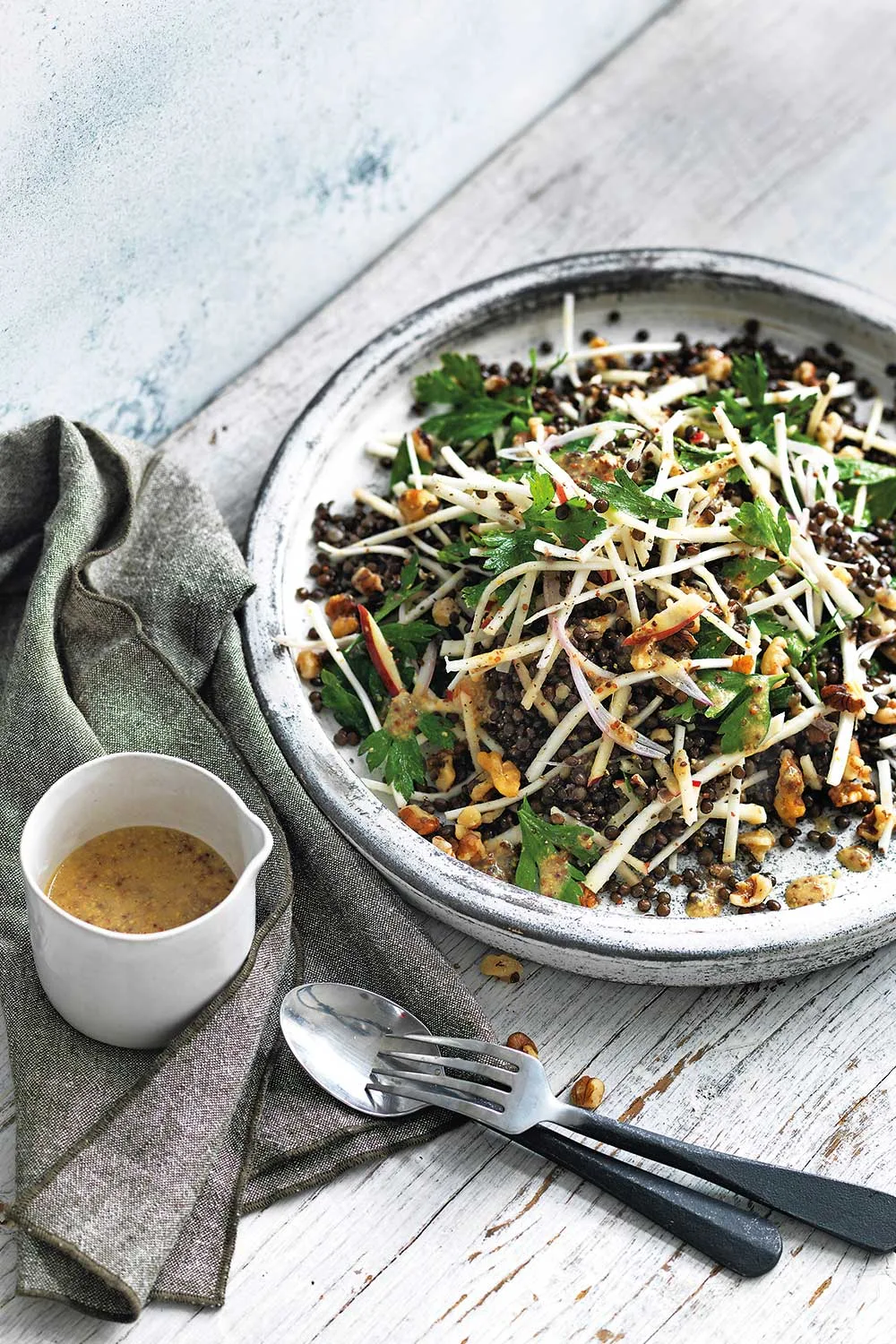 Lentil salad with celeriac and apple