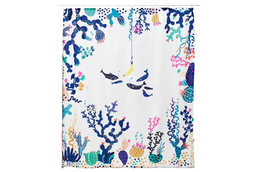 Under the ocean themed shower curtain