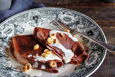 Chocolate Crepes with hazelnut cream