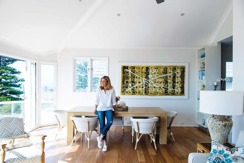 Deborah Hutton poses at her Bronte home