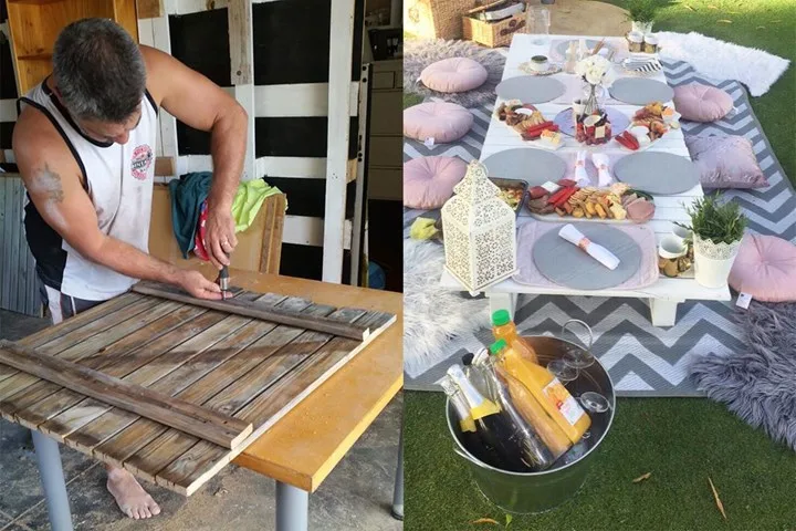 Kmart hack transforms gate to Hamptons picnic table | Home Beautiful Magazine Australia