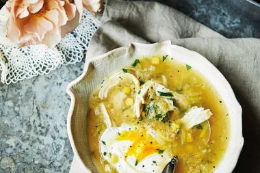 Chicken, leek and quinoa soup