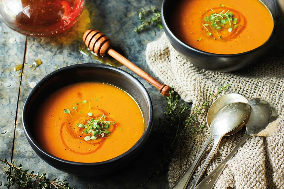 Recipe: Roasted carrot, pumpkin, ginger and honey soup Recipe | Home Beautiful